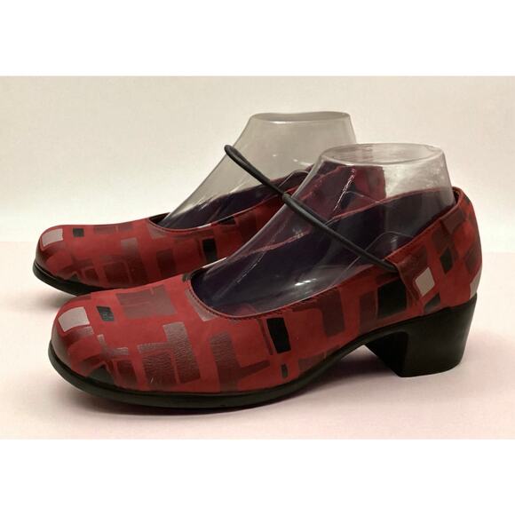 Camper women's red leather colorblock heels pumps with an elastic strap size 39 - Picture 1 of 5